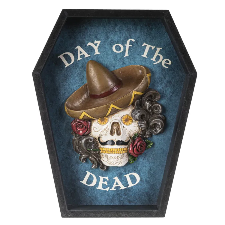 10" Day of the Dead Coffin Wall Plaque