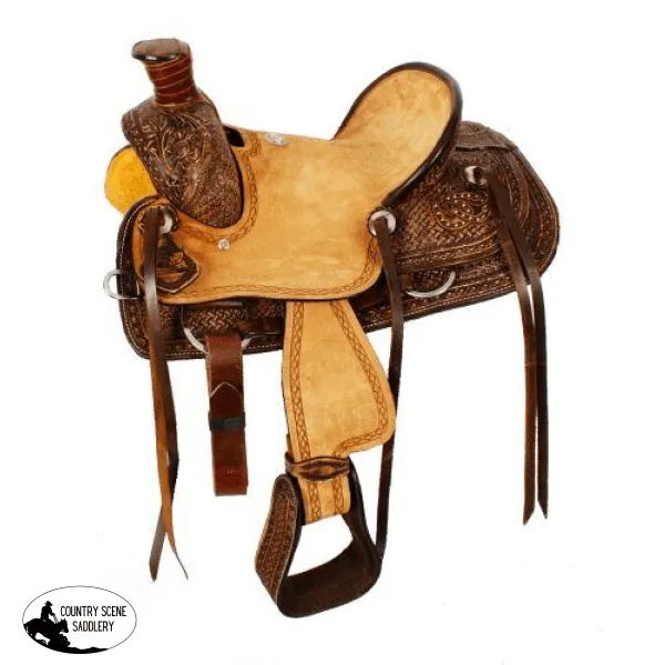 12" Double T Youth hard seat roper style saddle.