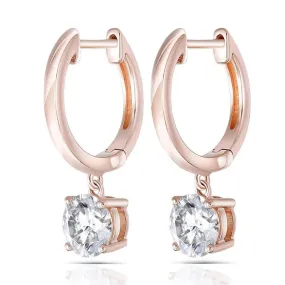 14k Rose Gold Hoop Moissanite Earrings 1ctw