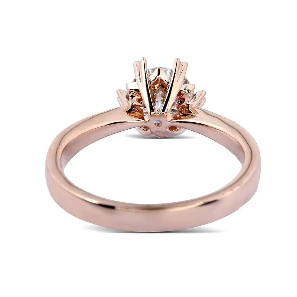 14k Rose Gold Solitaire Moissanite Ring 1ct