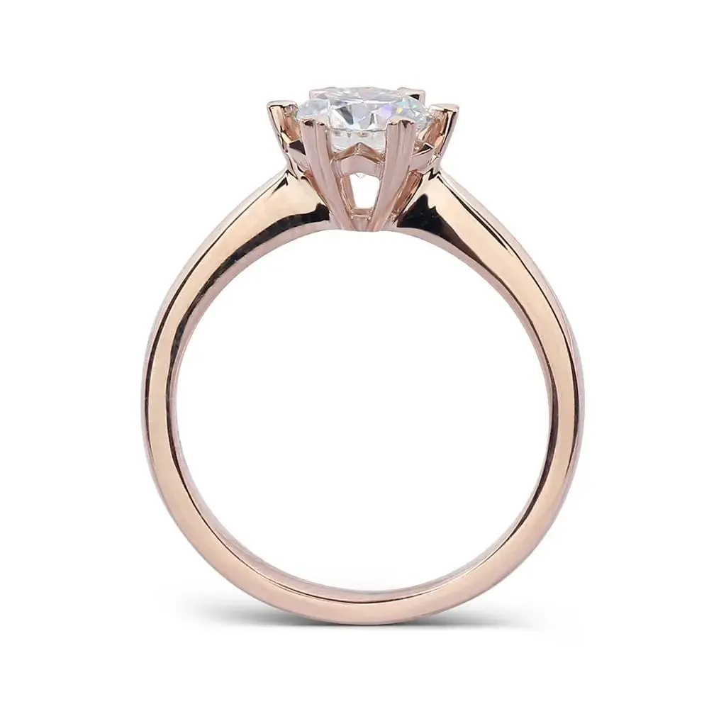 14k Rose Gold Solitaire Moissanite Ring 1ct