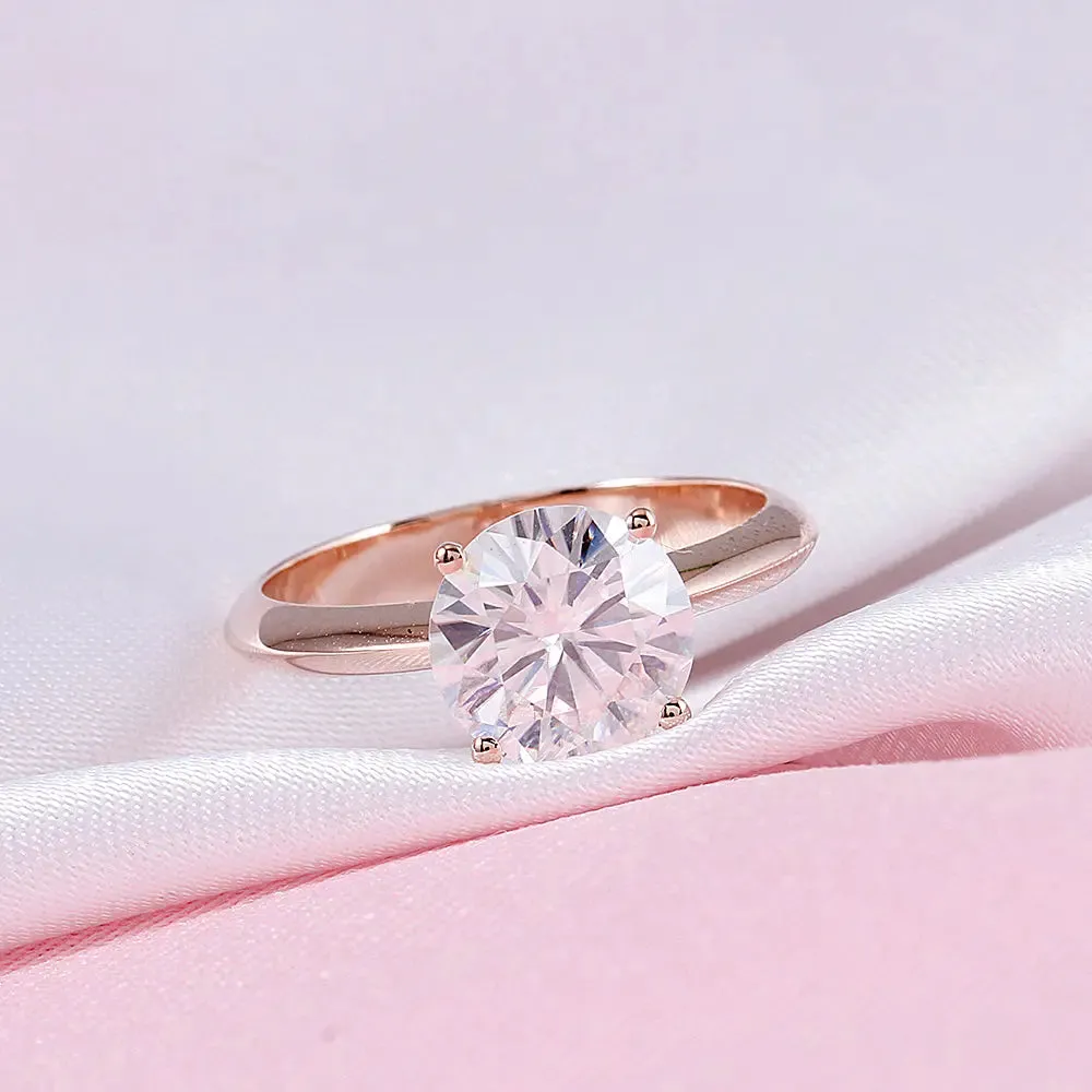 14k Rose Gold Solitaire Moissanite Ring 2.5ct