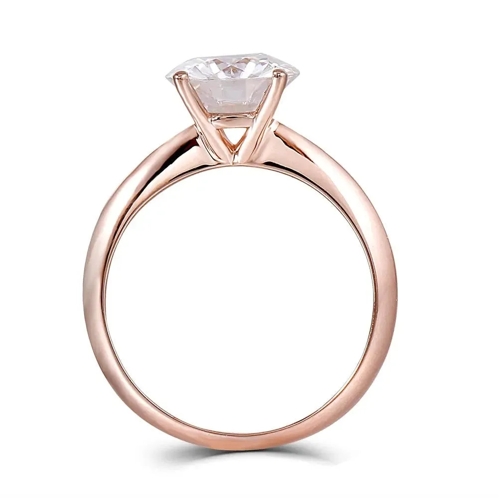 14k Rose Gold Solitaire Moissanite Ring 2.5ct