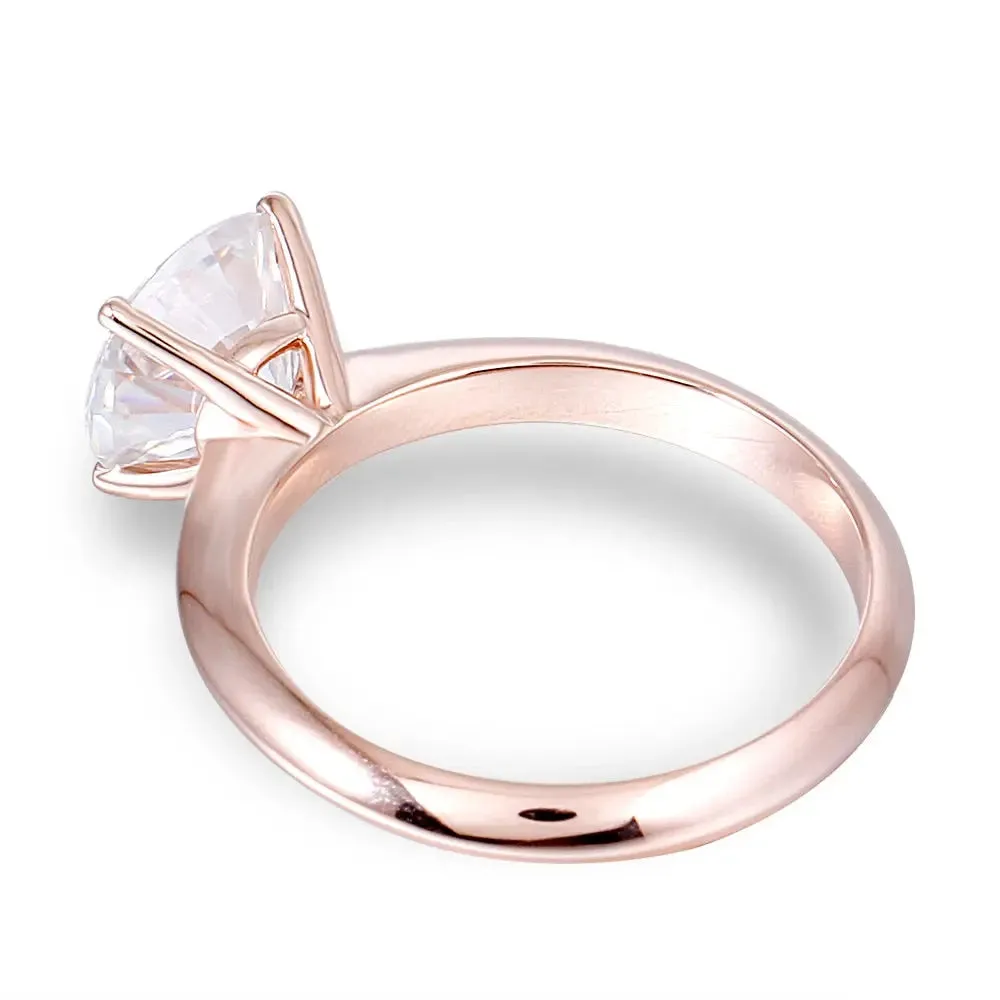 14k Rose Gold Solitaire Moissanite Ring 2.5ct