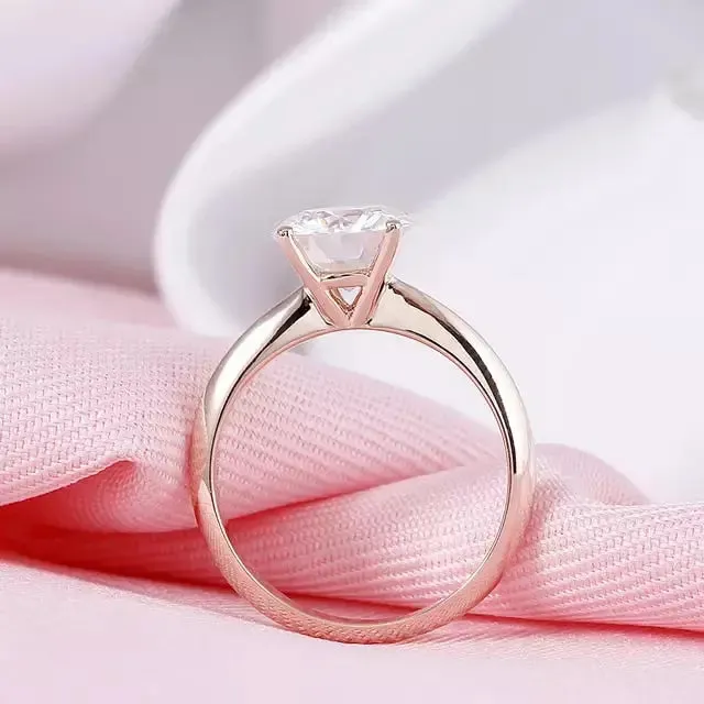 14k Rose Gold Solitaire Moissanite Ring 2.5ct