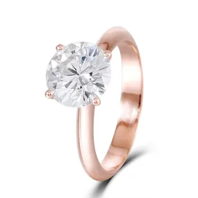 14k Rose Gold Solitaire Moissanite Ring 2.5ct