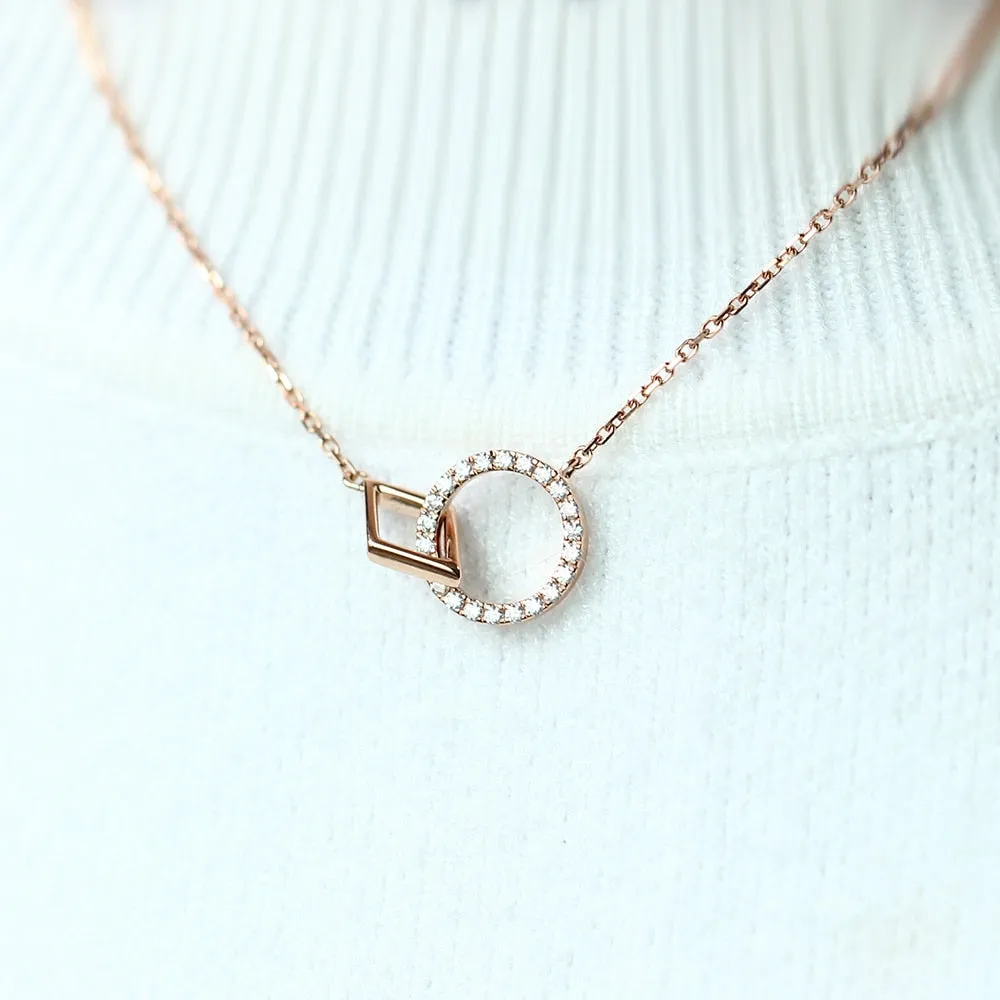 18k Rose Gold Interlocking Moissanite Necklace