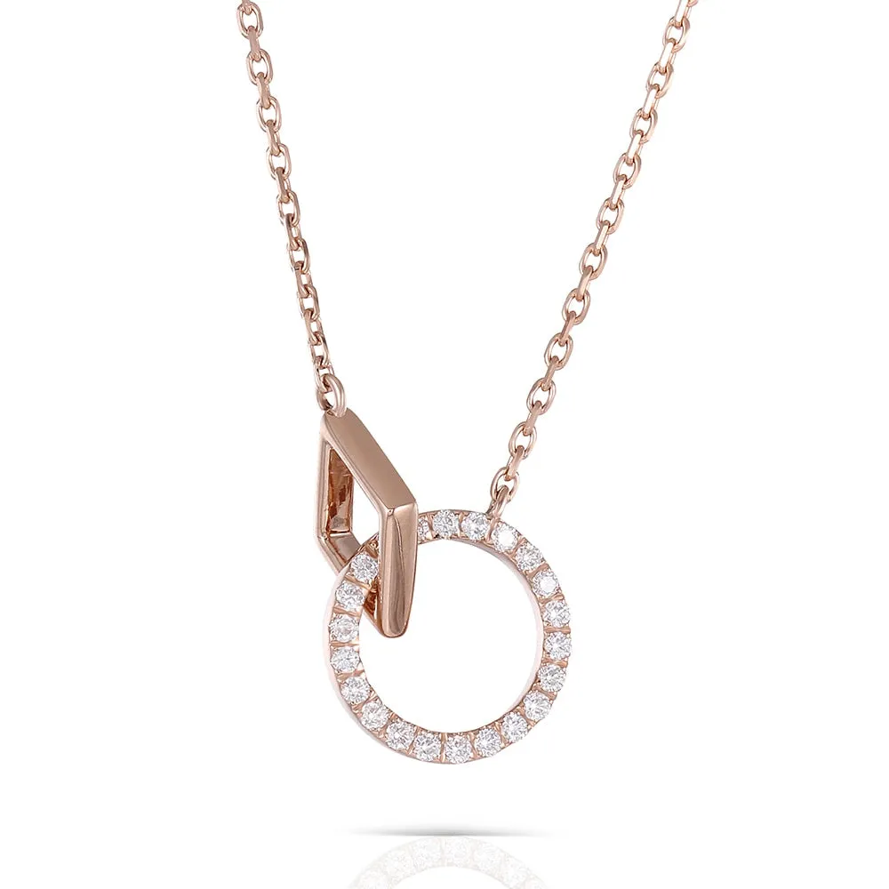 18k Rose Gold Interlocking Moissanite Necklace