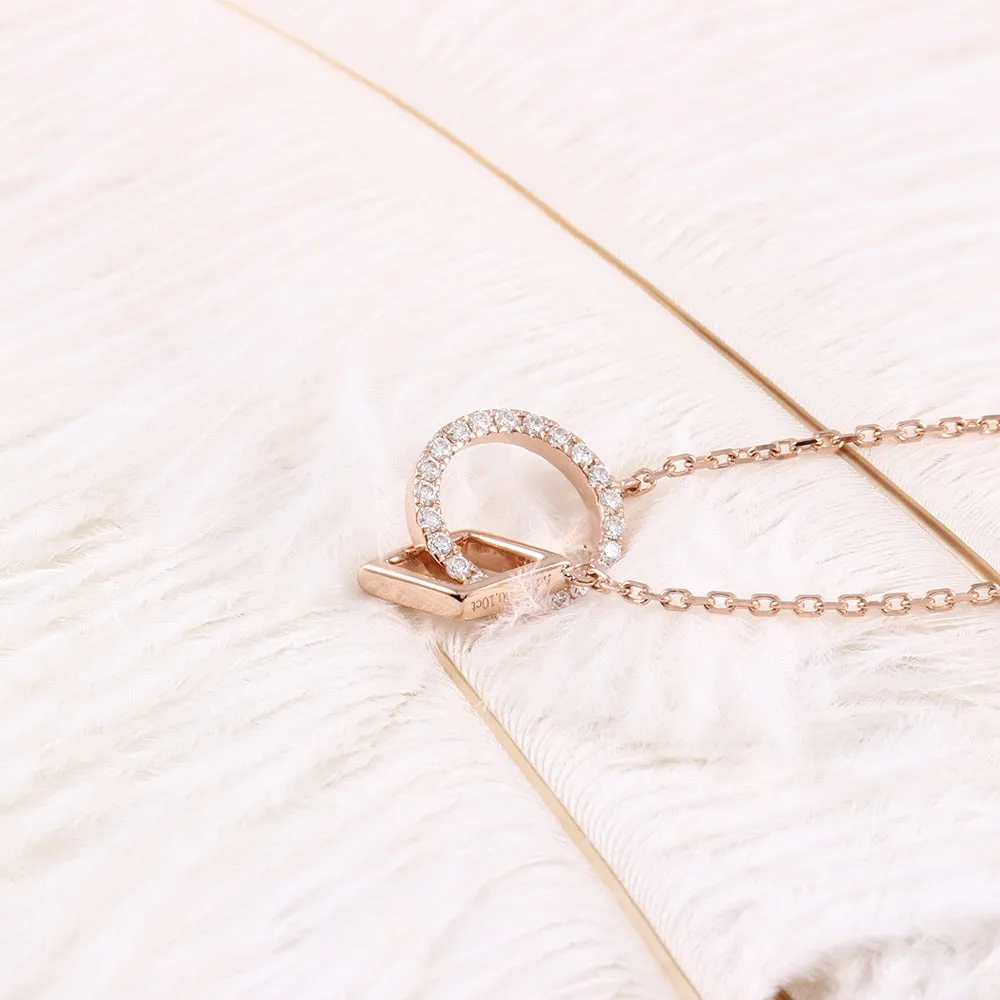 18k Rose Gold Interlocking Moissanite Necklace