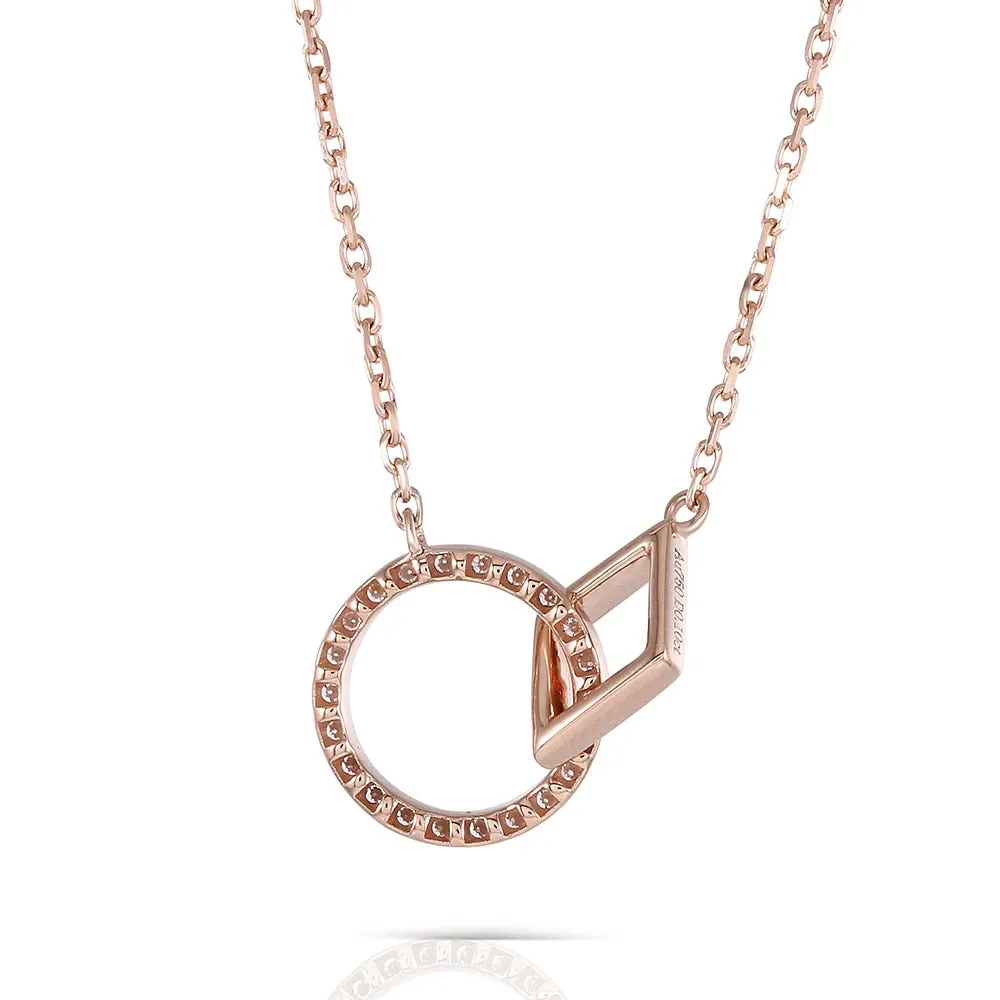 18k Rose Gold Interlocking Moissanite Necklace