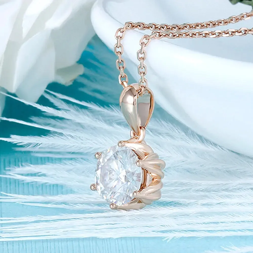 18k Rose Gold Moissanite Necklace 1ct