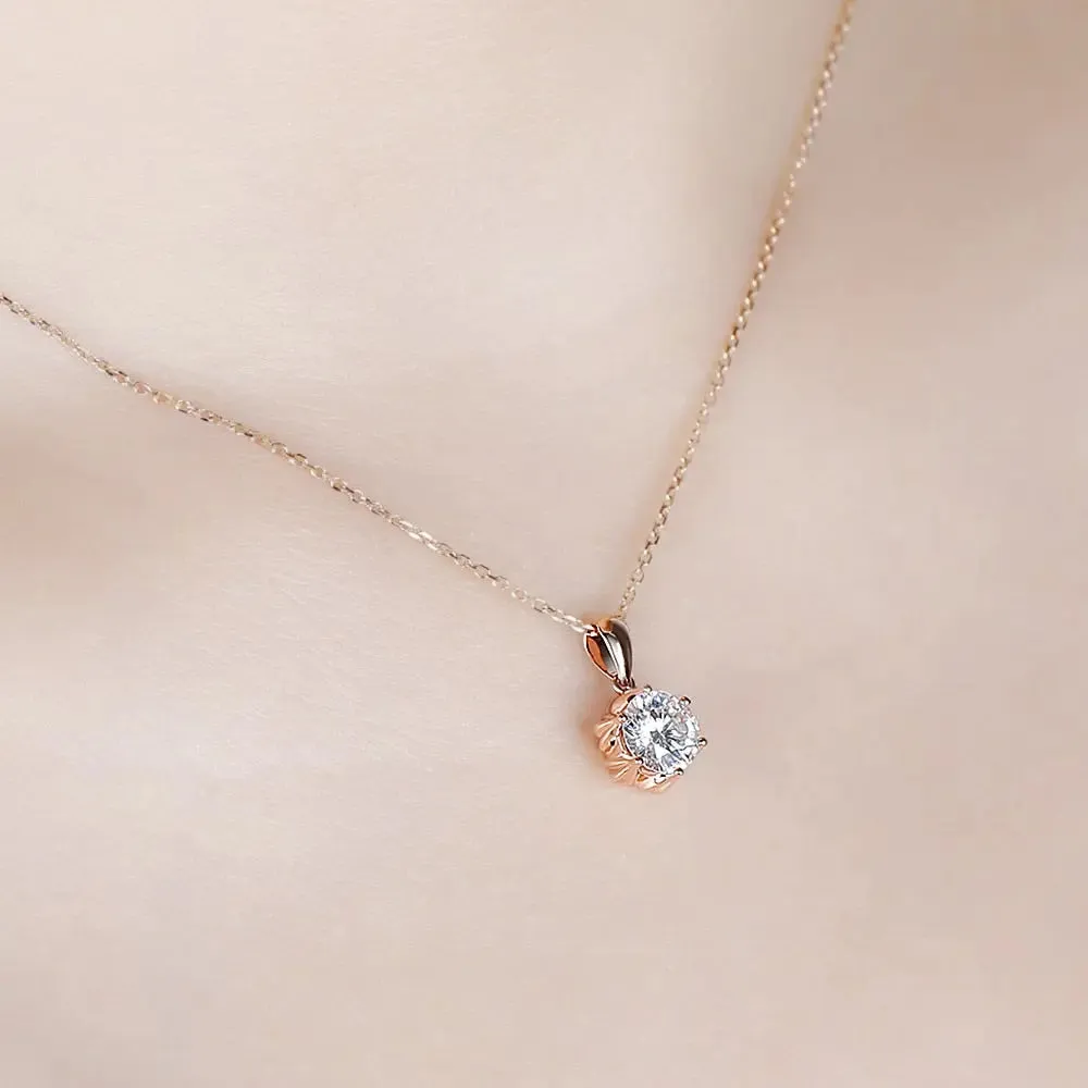 18k Rose Gold Moissanite Necklace 1ct