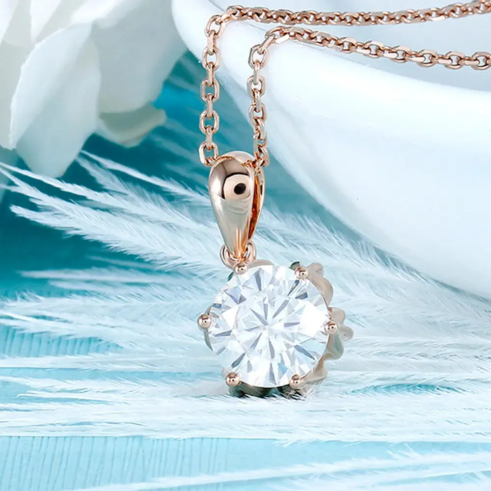 18k Rose Gold Moissanite Necklace 1ct