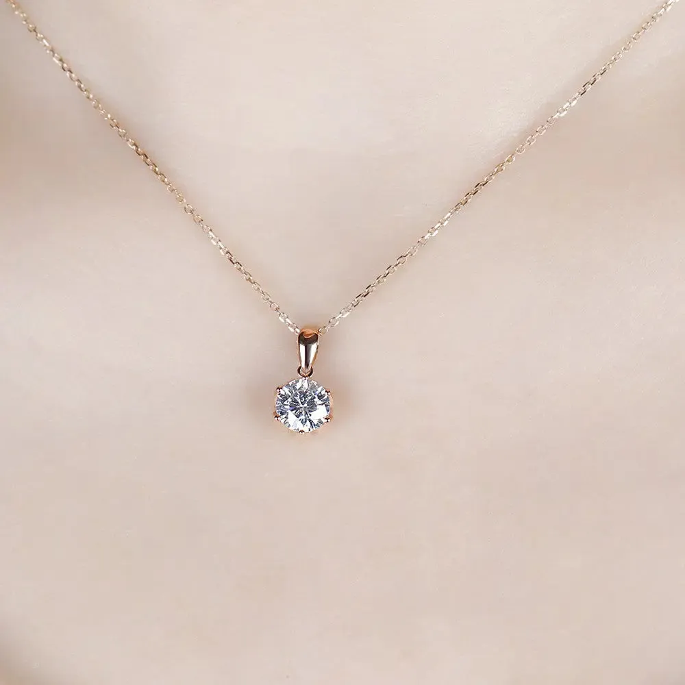 18k Rose Gold Moissanite Necklace 1ct