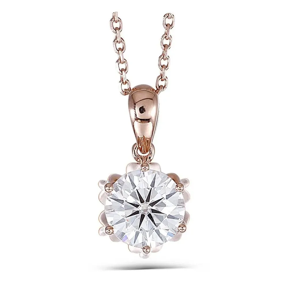 18k Rose Gold Moissanite Necklace 1ct