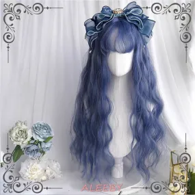 2020 ALEEBY BLUE WATER WAVE AIR BANGS LONG CURLY WIG BY42003