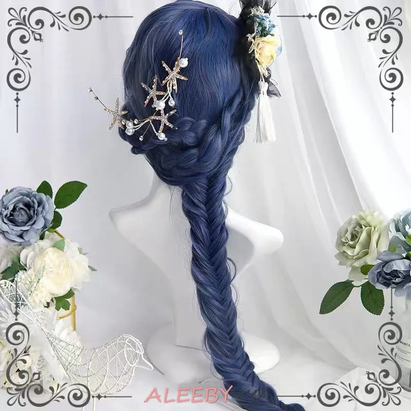 2020 ALEEBY BLUE WATER WAVE AIR BANGS LONG CURLY WIG BY42003