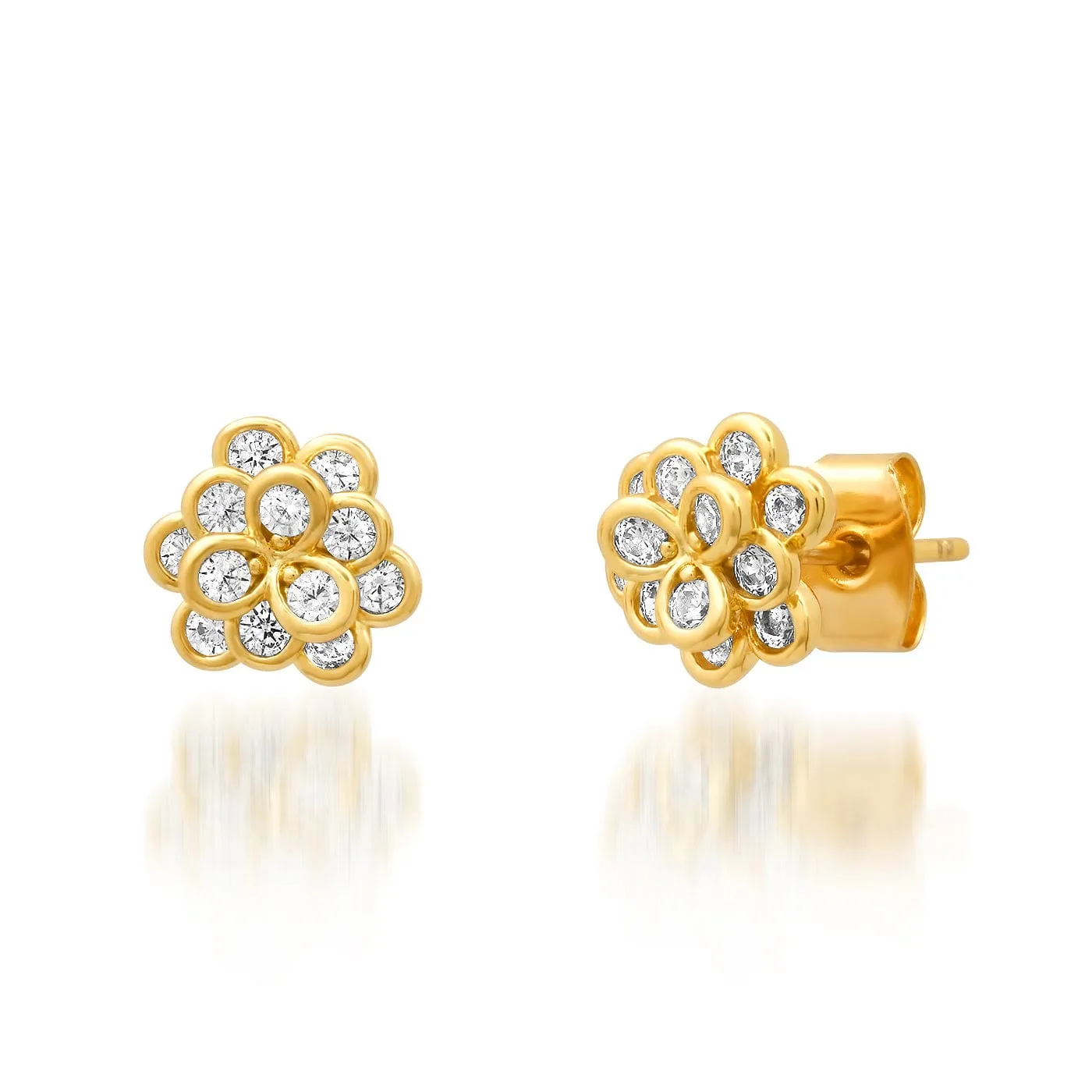 3D CZ Flower Stud