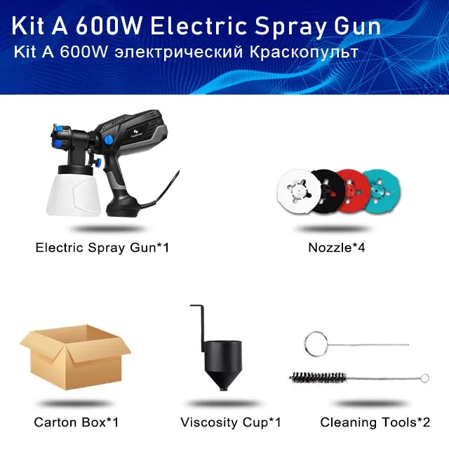 600W Electric Paint Spray Gun 4 Nozzle Sizes HVLP Household 1000ml Flow Control Airbrush Easy Spraying by PROSTORMER