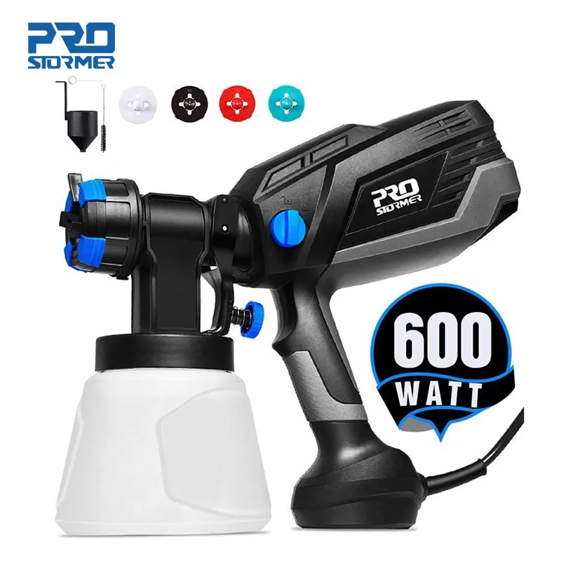 600W Electric Paint Spray Gun 4 Nozzle Sizes HVLP Household 1000ml Flow Control Airbrush Easy Spraying by PROSTORMER