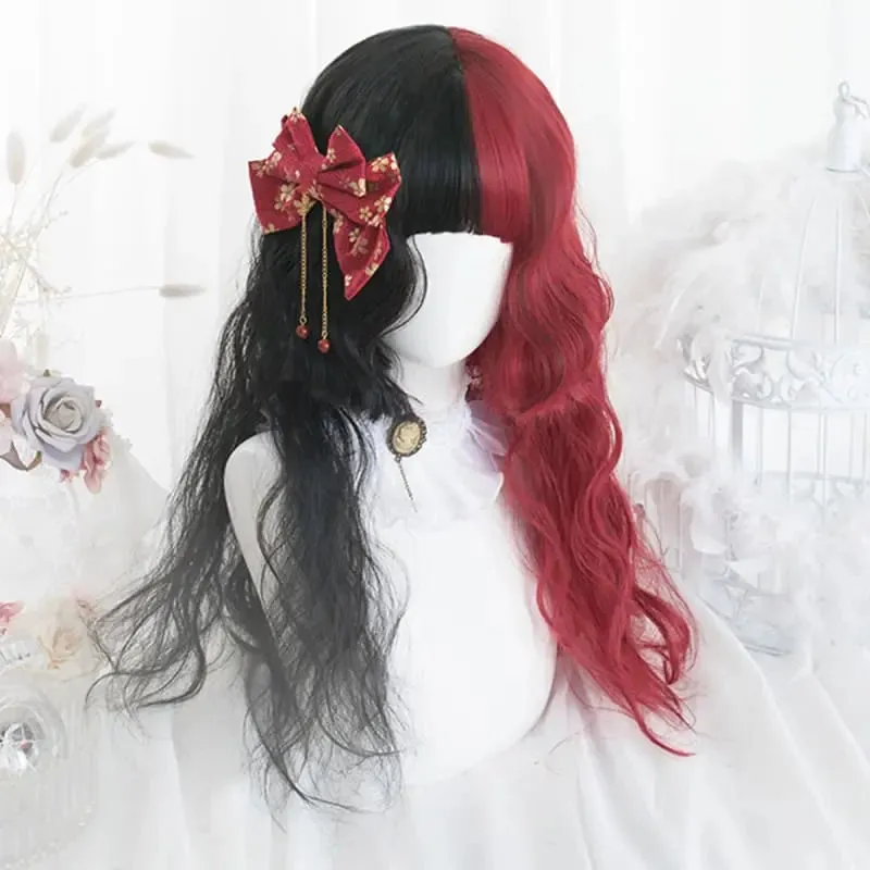 65CM Black Mixed Red Gothic Lolita Cosplay Wig MK14847