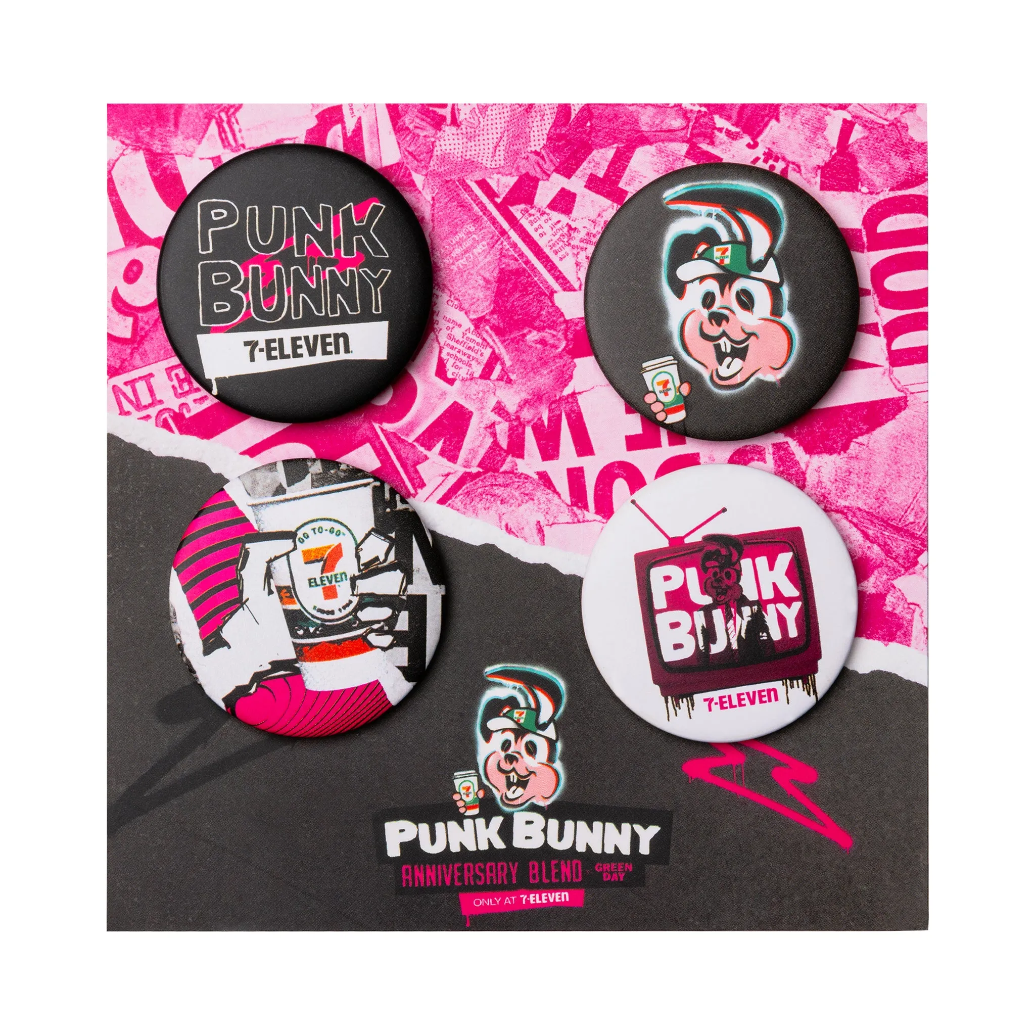 7-Eleven® x Punk Bunny™ Buttons (Set of 4)