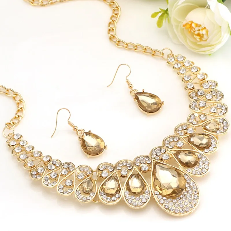 African female costume Jewelry set for women Gold Necklace earrings