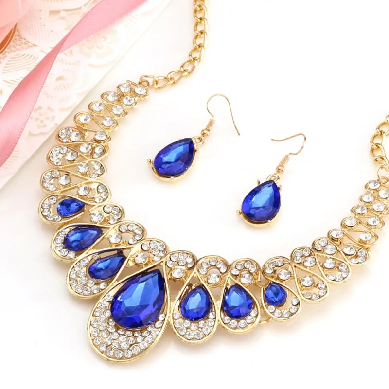 African female costume Jewelry set for women Gold Necklace earrings