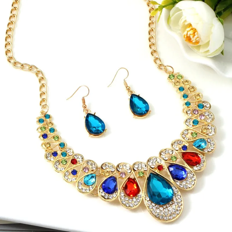 African female costume Jewelry set for women Gold Necklace earrings