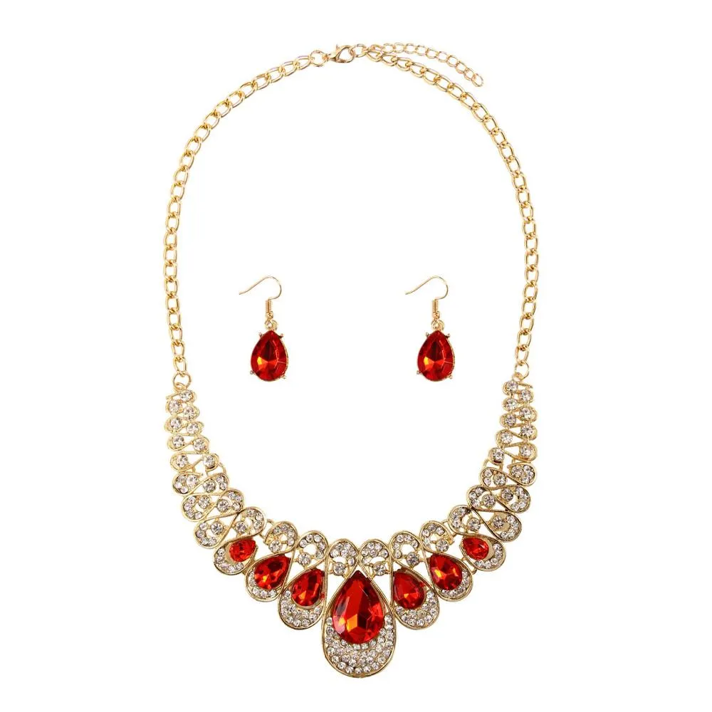 African female costume Jewelry set for women Gold Necklace earrings