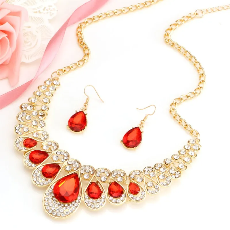 African female costume Jewelry set for women Gold Necklace earrings