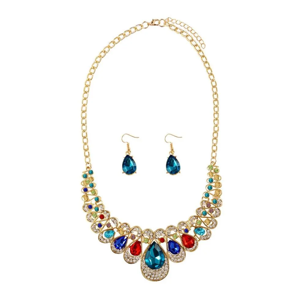 African female costume Jewelry set for women Gold Necklace earrings