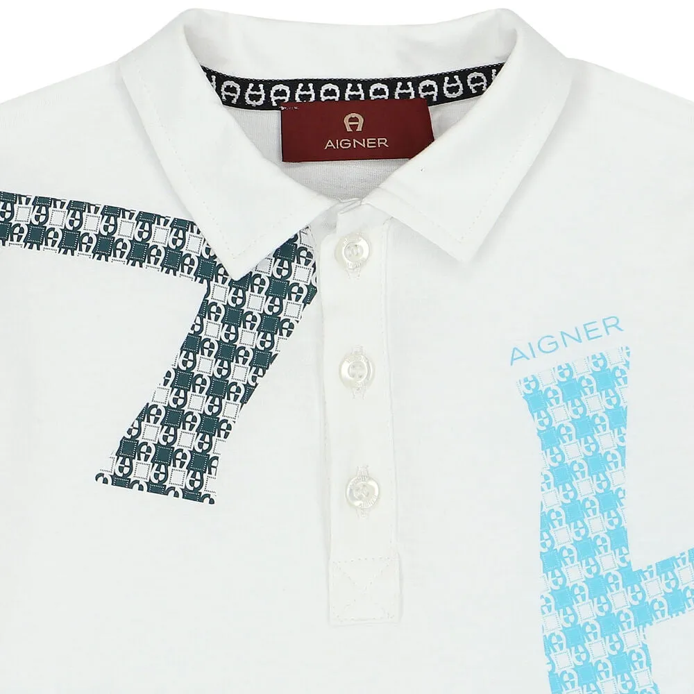 Aigner Golfer Logo All Over White