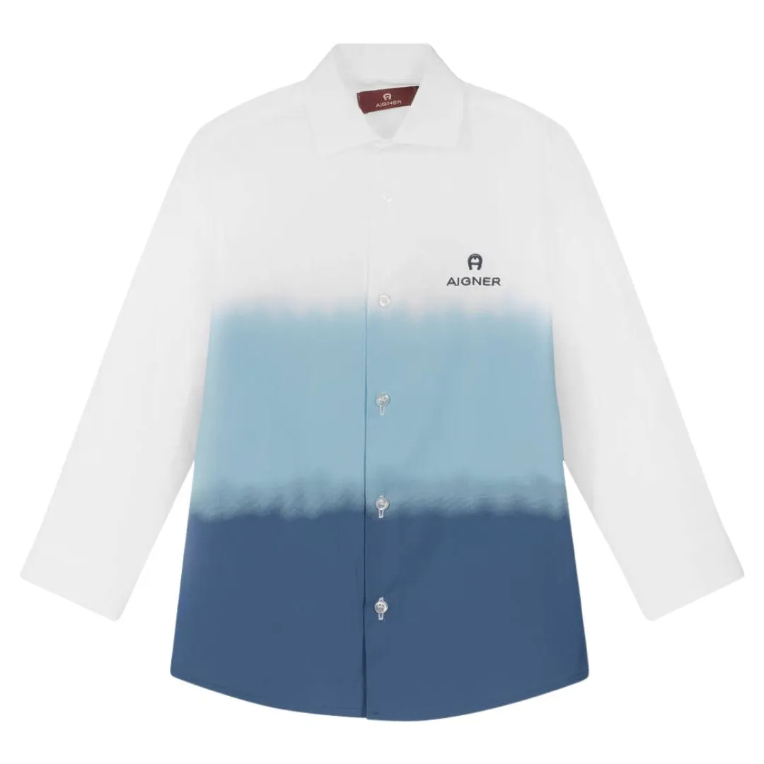 Aigner Shirt Ombre Blues White