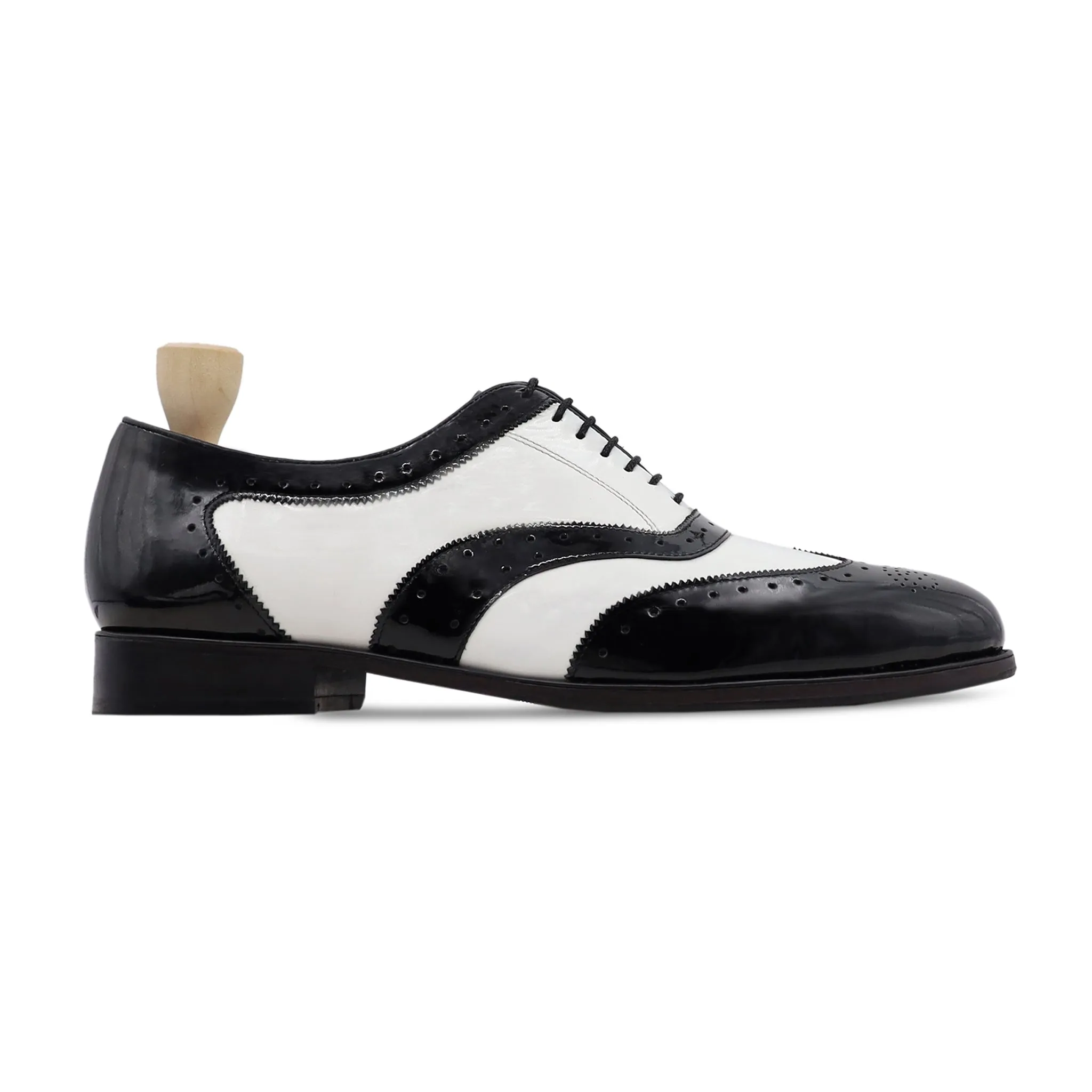 ALPHA - BLACK AND WHITE PATENT OXFORD