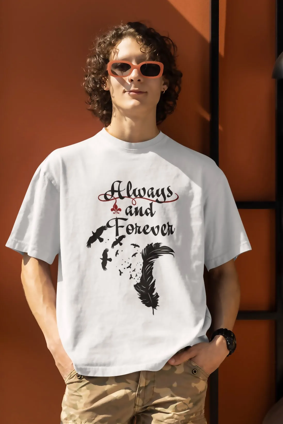 Always and Forever (The Vampire Diaries) Graphic Printed White Oversized T shirt