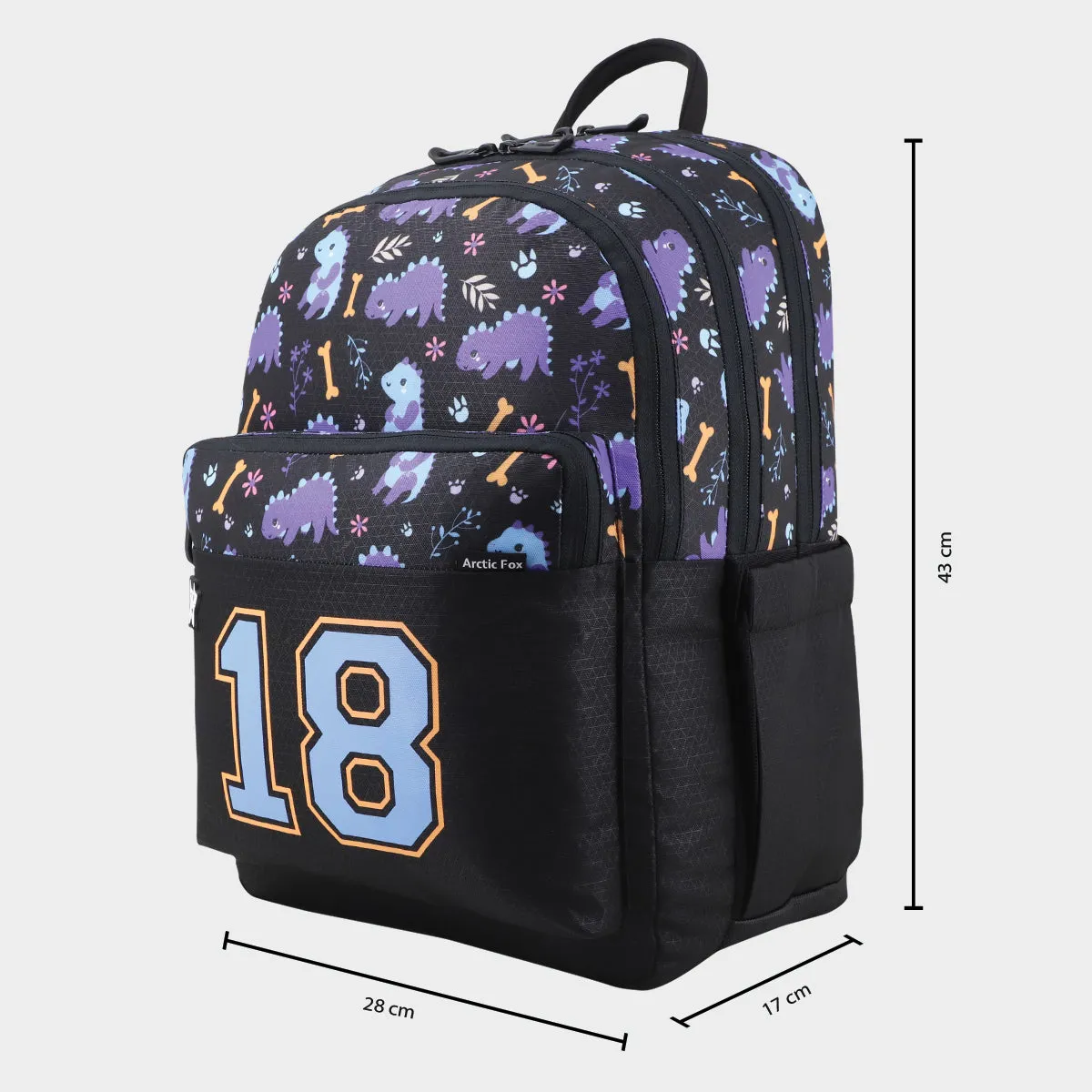 Arctic Fox Saurus Purple School Backpack for Boys and Girls