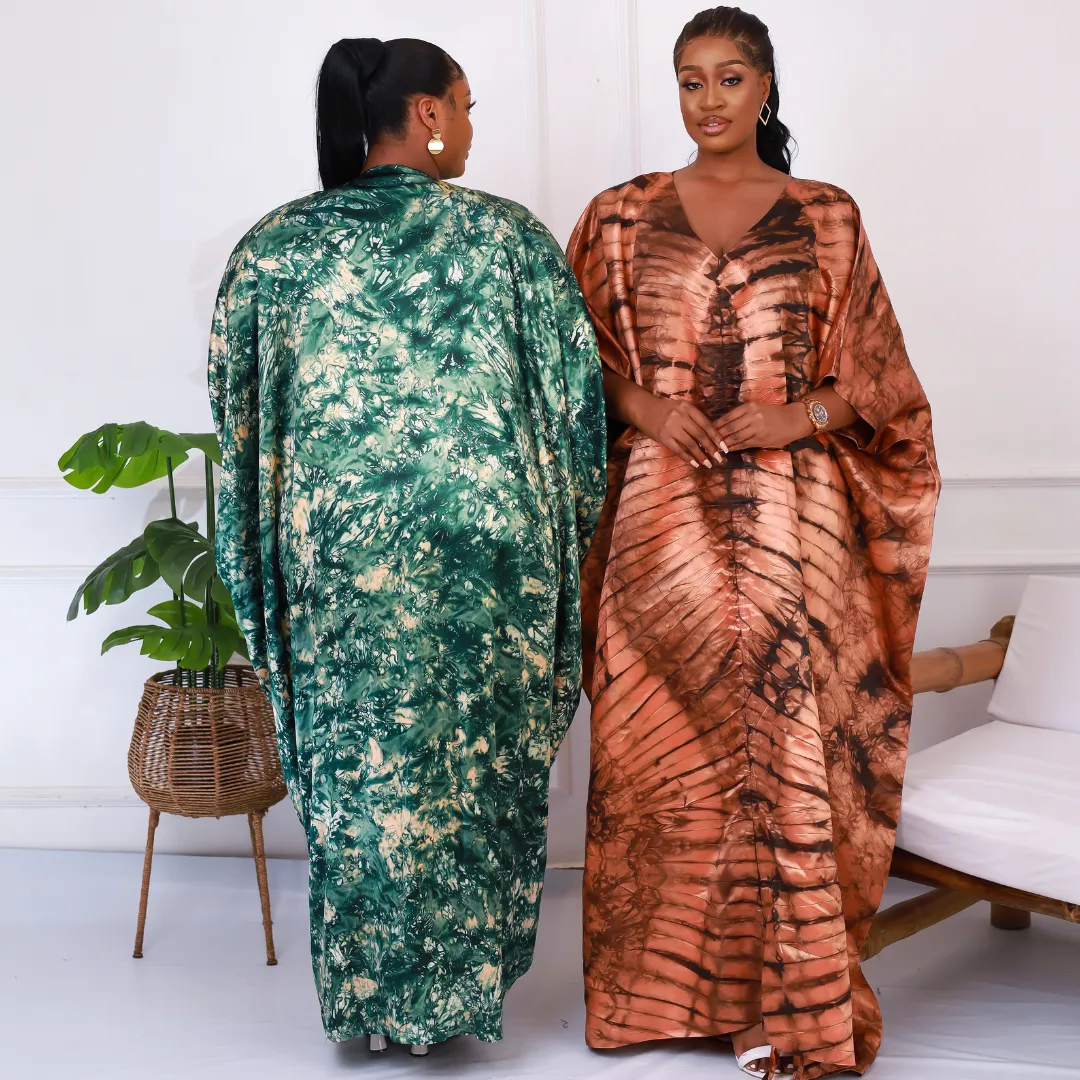 BACK IN STOCK - African Kampala Silk Drawstring Boubou Kaftan - Asha