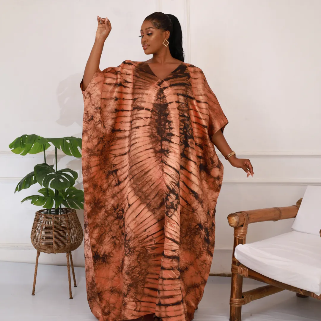 BACK IN STOCK - African Kampala Silk Drawstring Boubou Kaftan - Asha