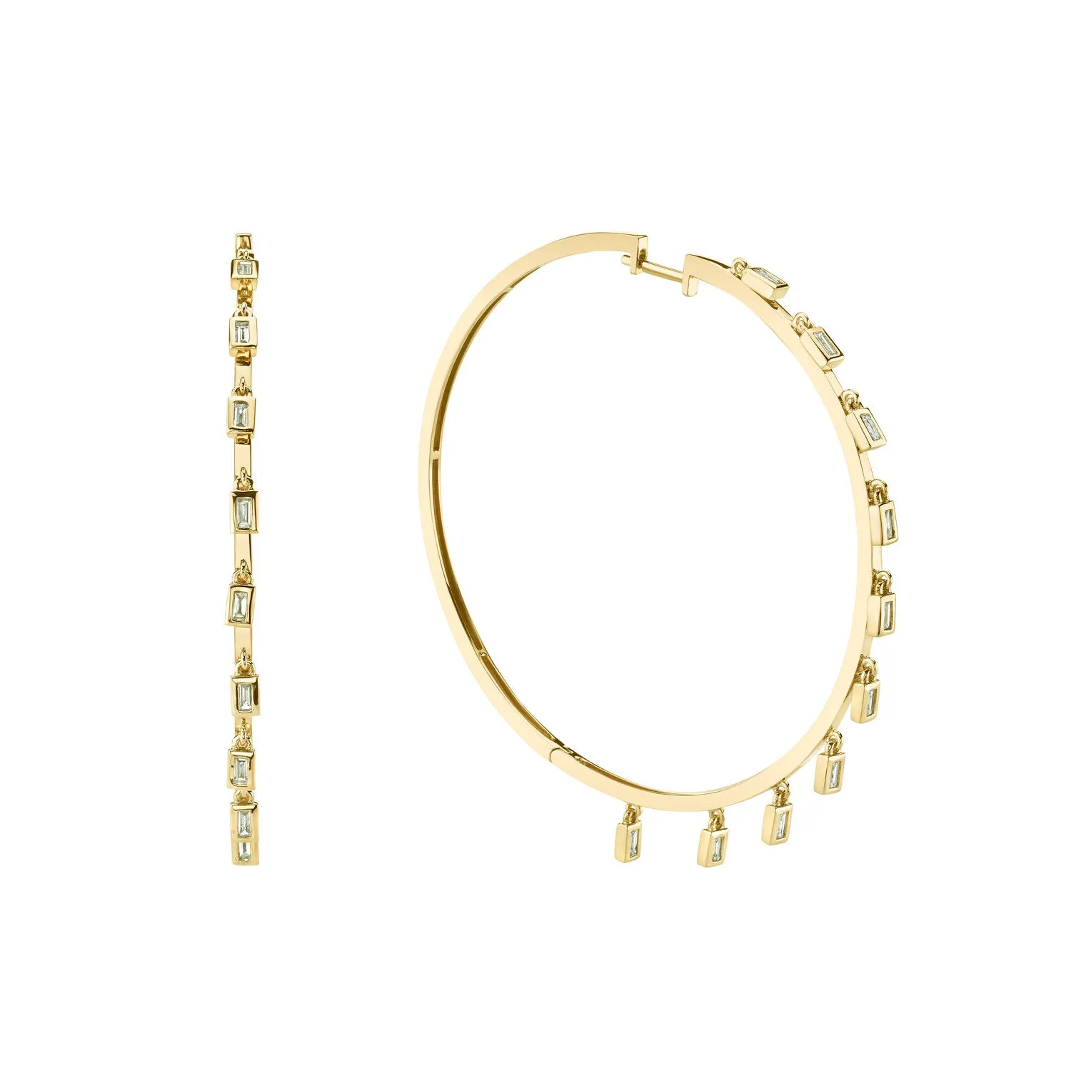 Baguette Dangle Hoops