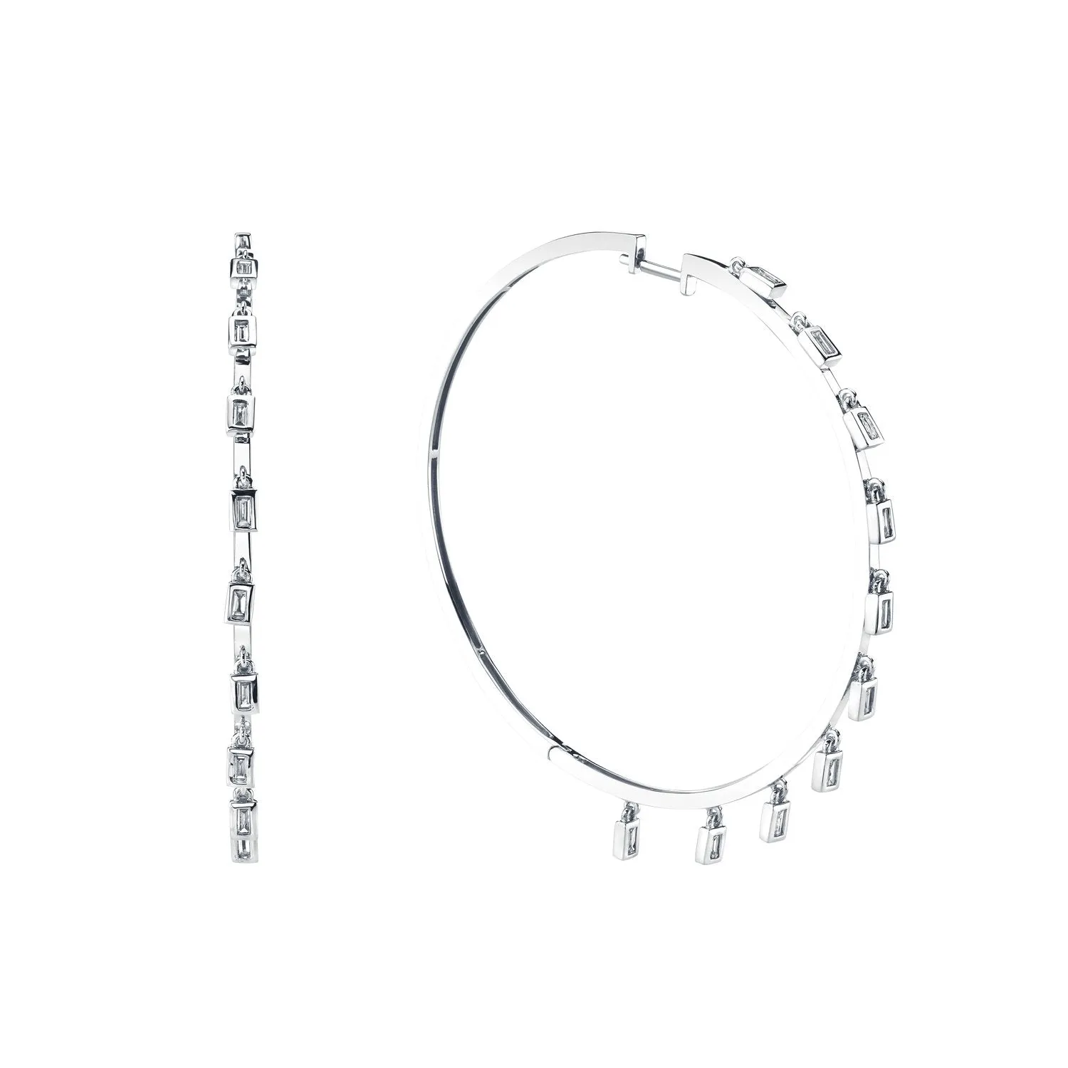 Baguette Dangle Hoops