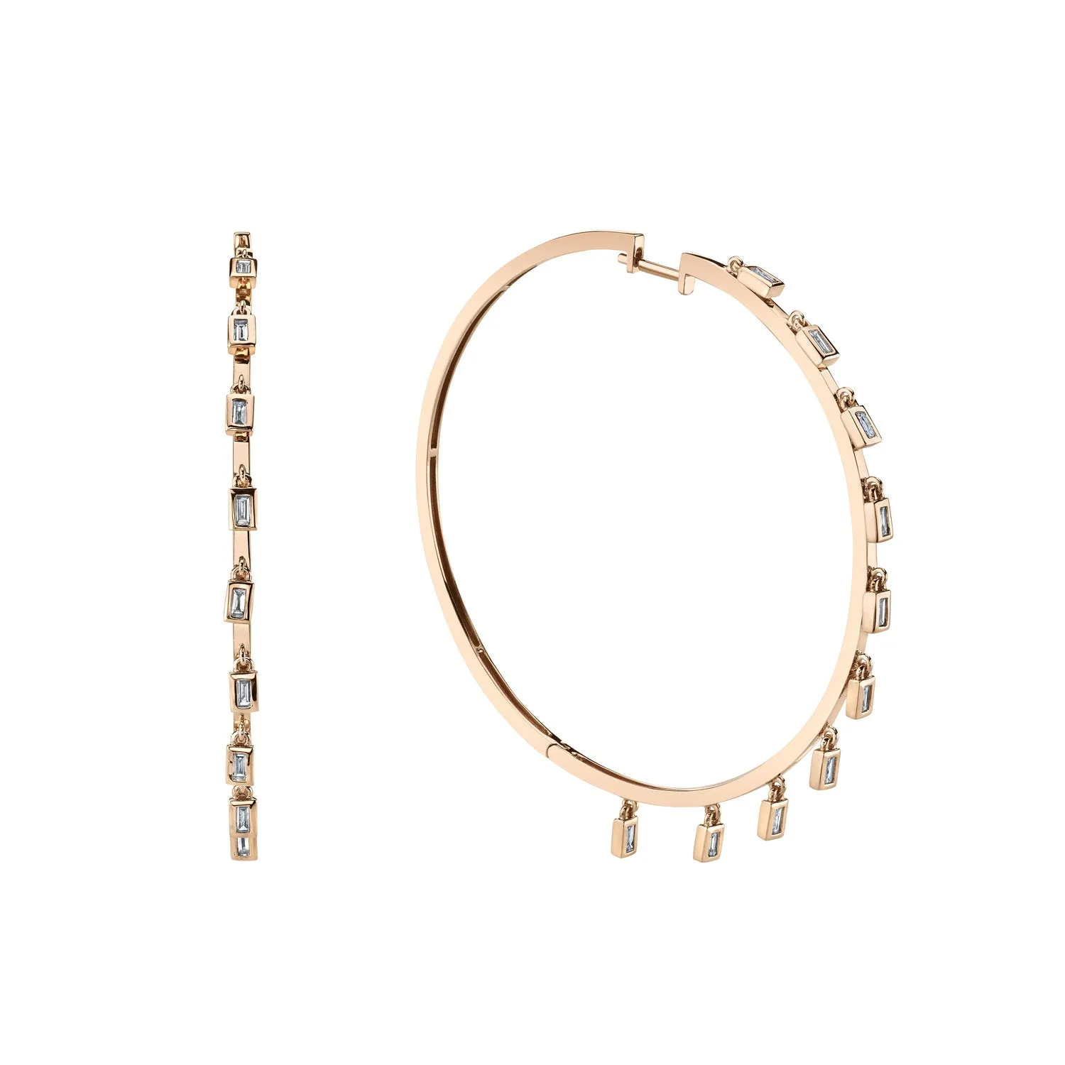 Baguette Dangle Hoops