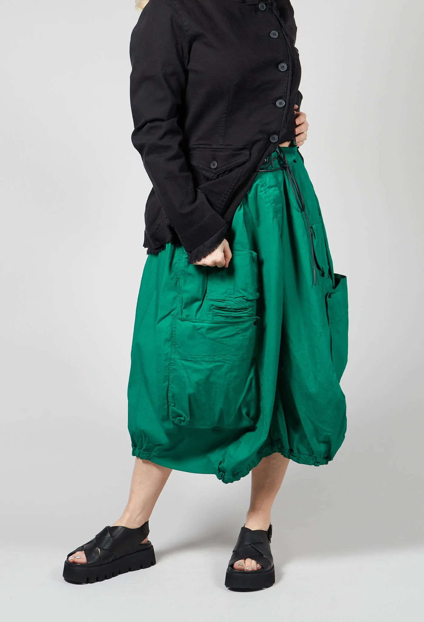 Balloon Style Skirt with Drawstring in Green