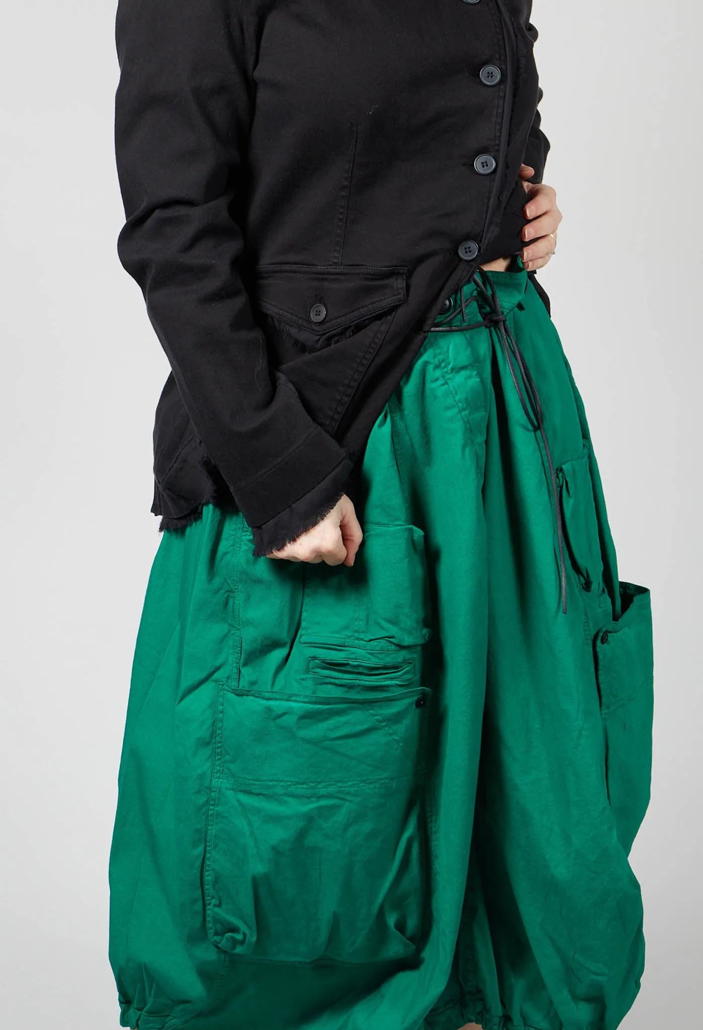 Balloon Style Skirt with Drawstring in Green