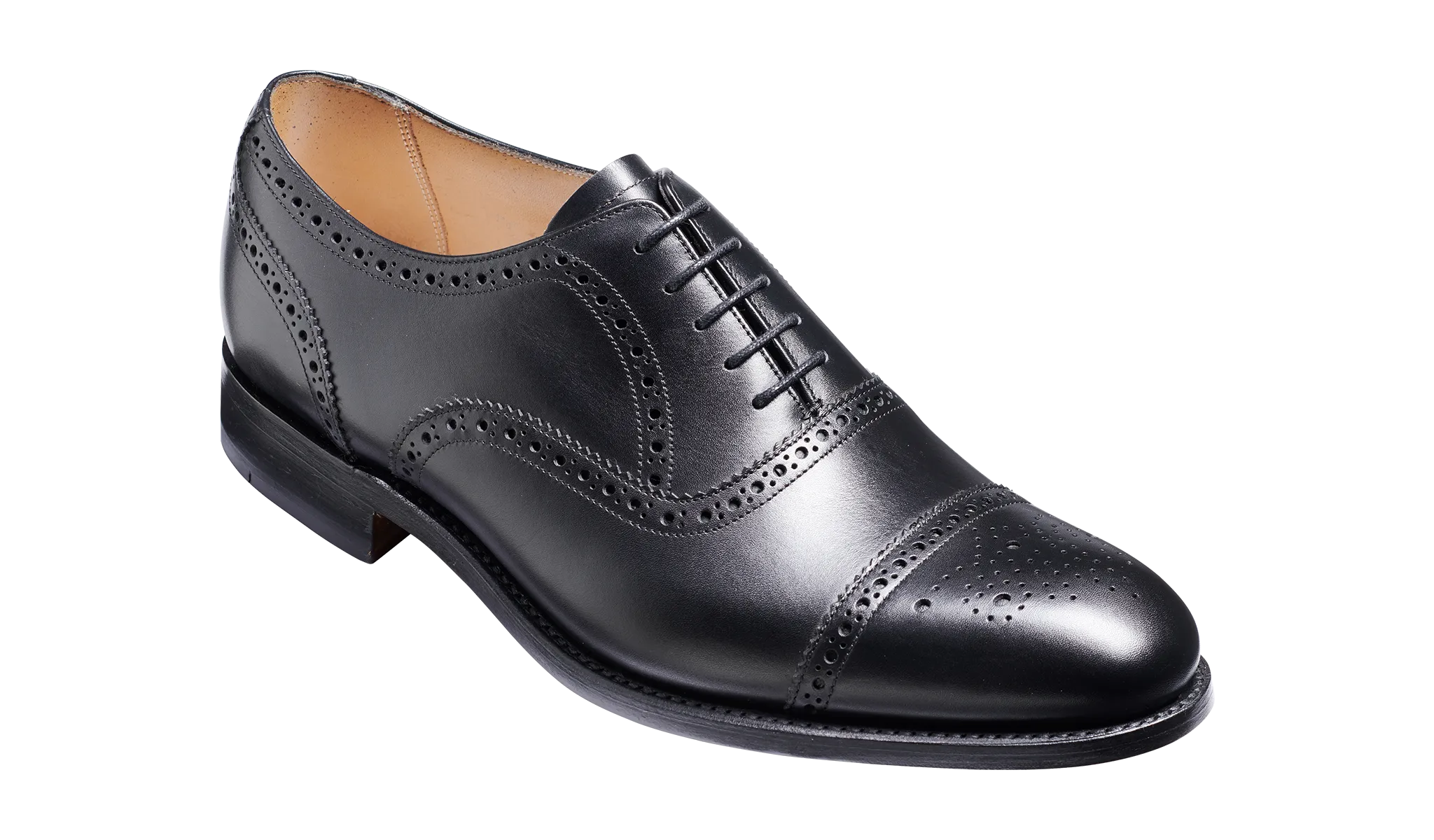 Barker Mirfield Oxford Semi Brogue Shoe -Black Calf