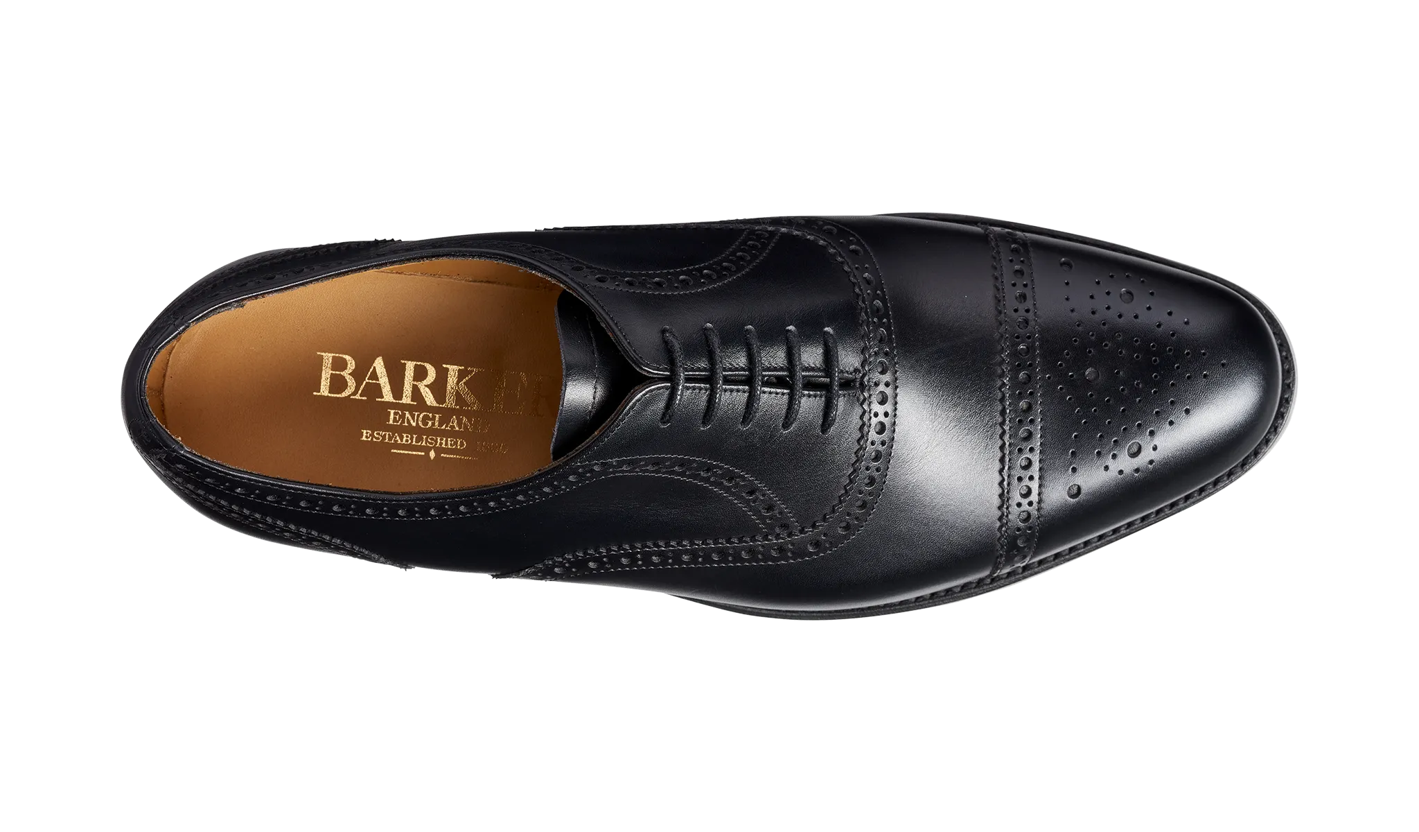 Barker Mirfield Oxford Semi Brogue Shoe -Black Calf