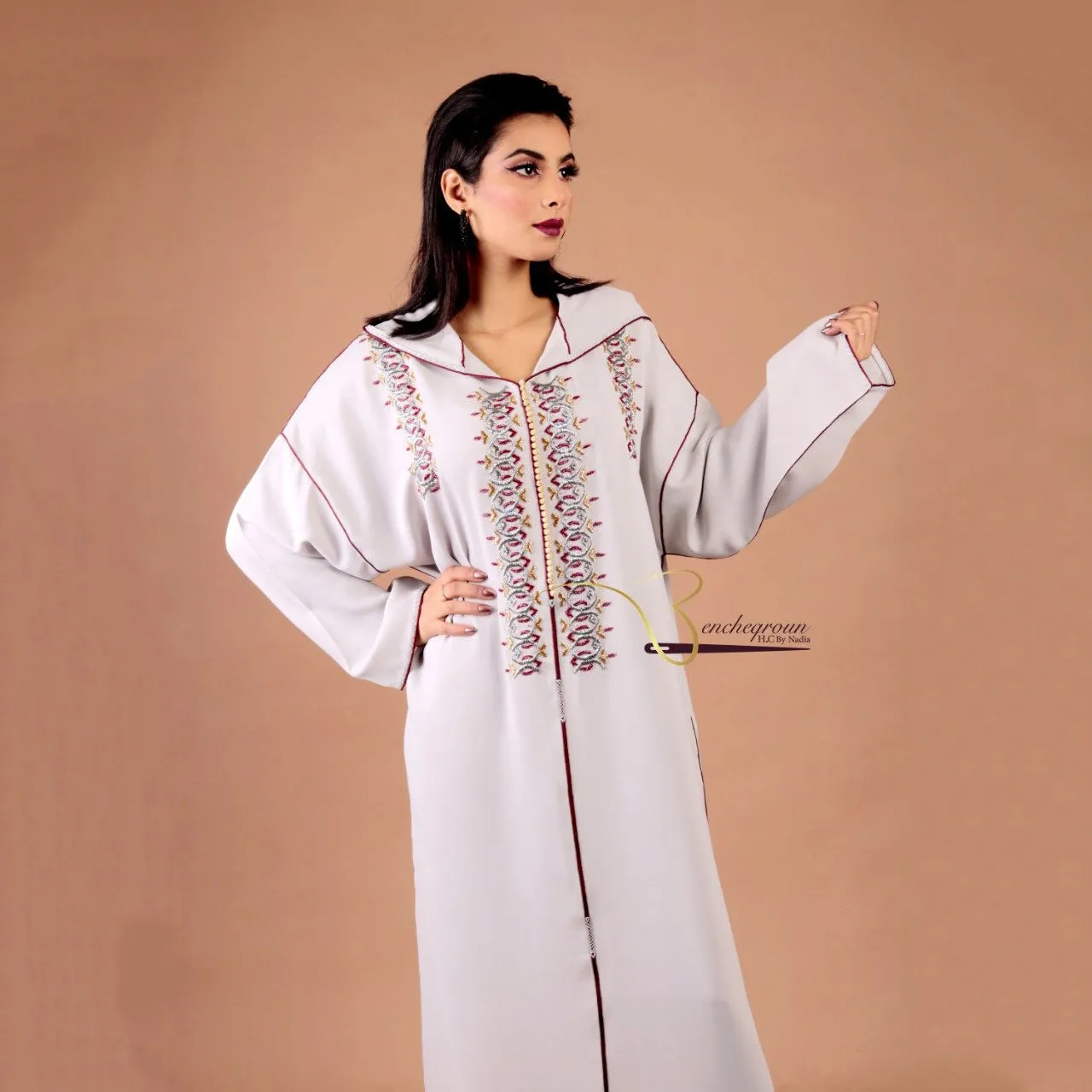 Beige Beaded Djellaba