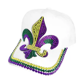 Bing Studded Mardi Gras Fleur de Lis Baseball Cap