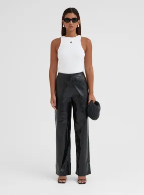 Black Croc Faux Leather Trouser - Judith