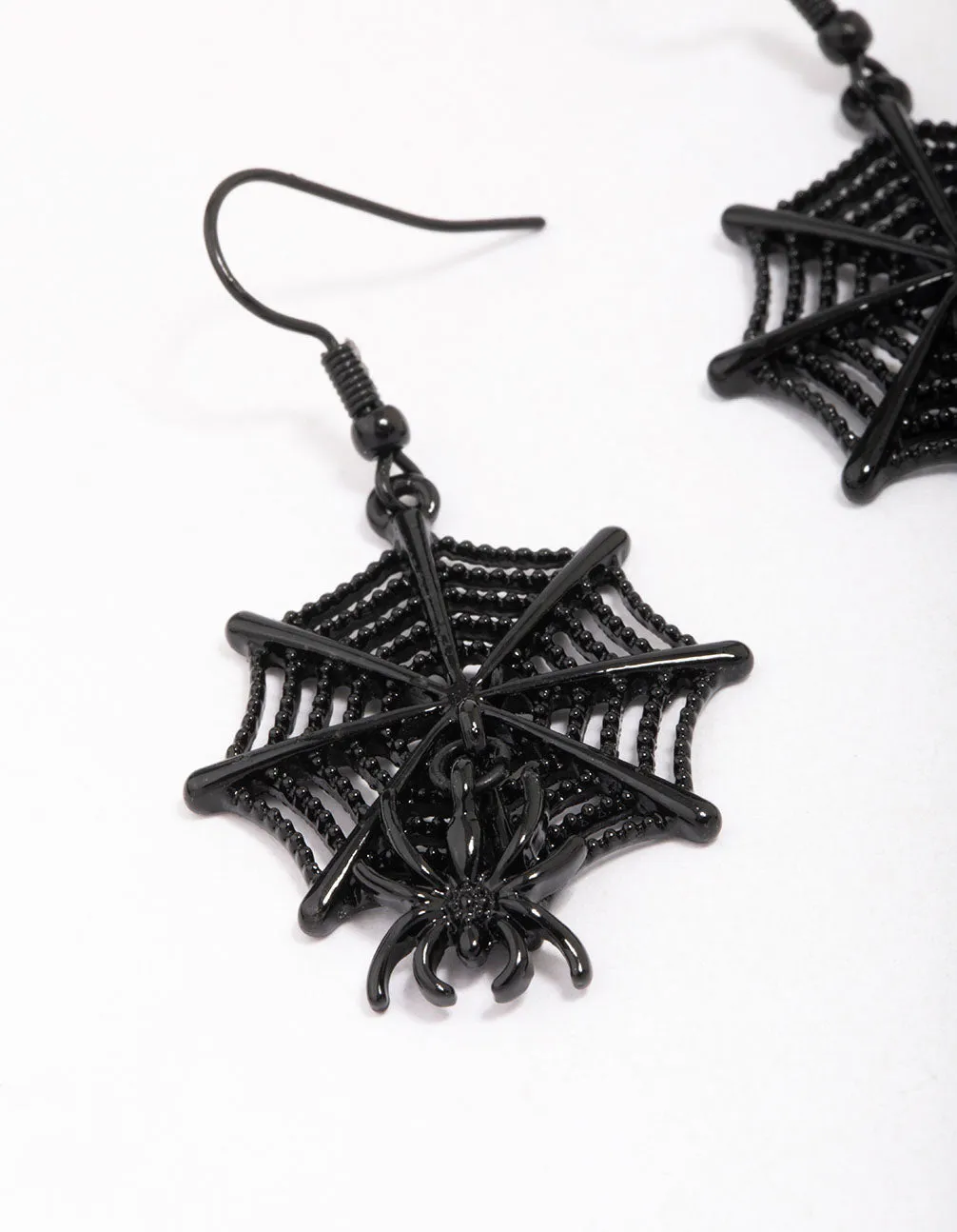 Black Spider Web Drop Earrings